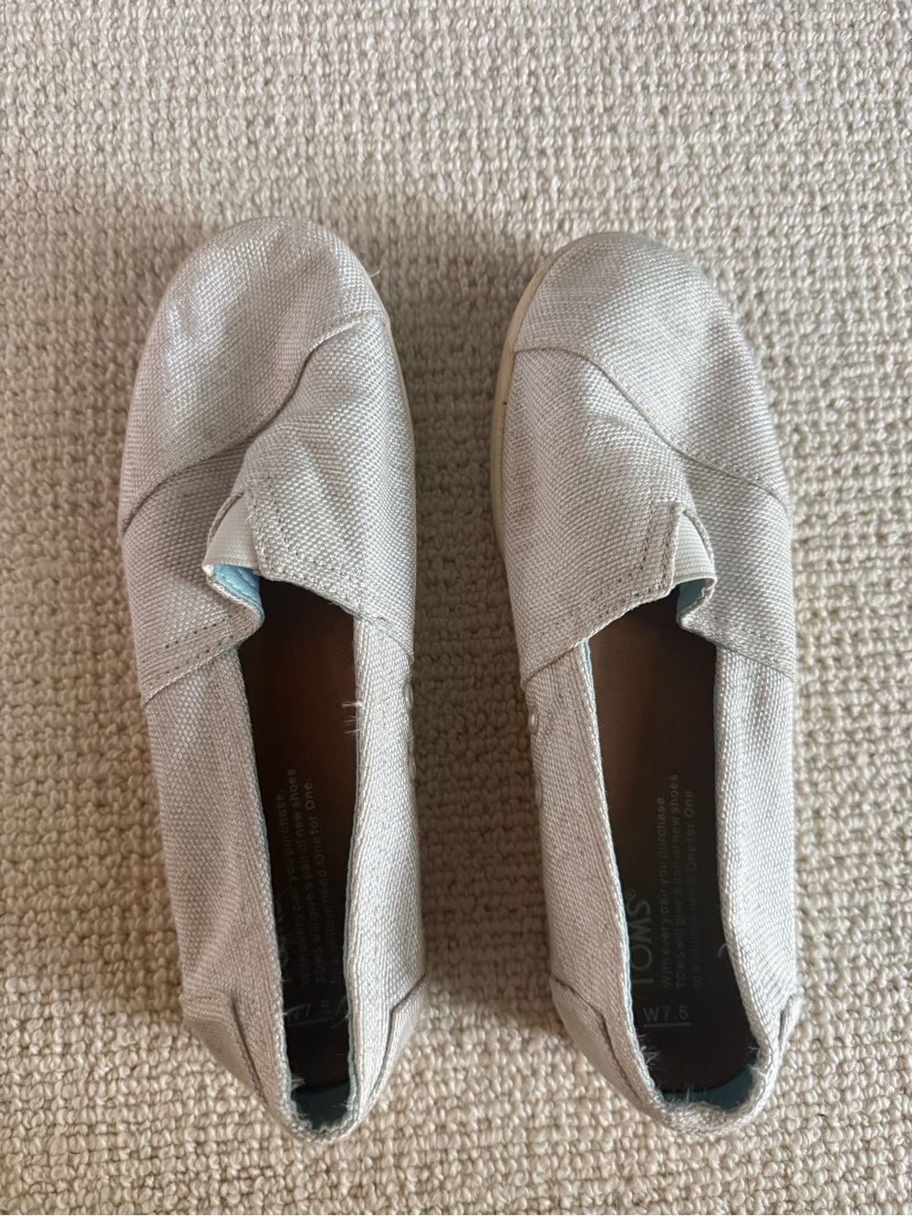 Toms Silver Woven Slip-On Flats